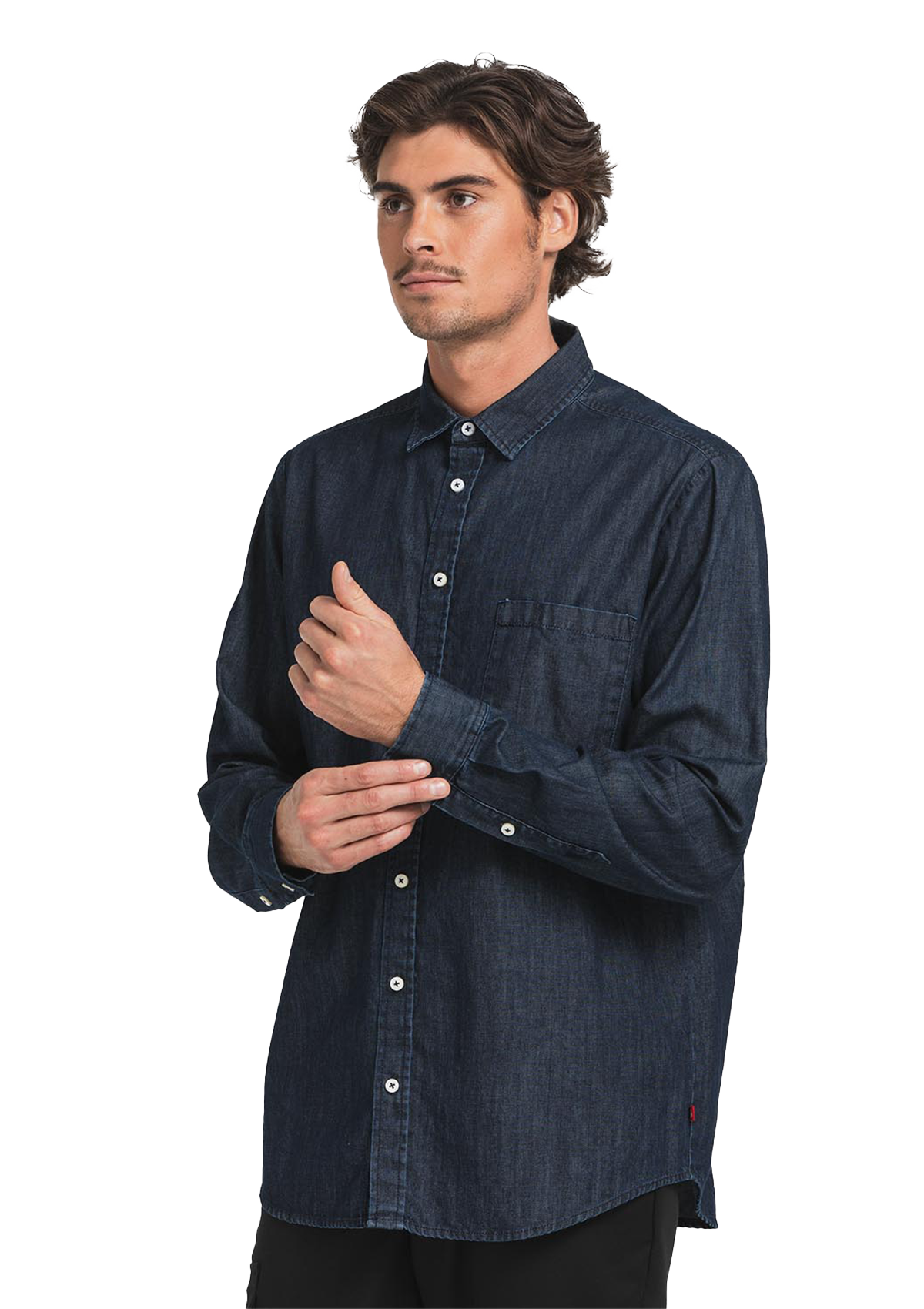 Camicia Uomo in Denim Vestibilità Regolare Maniche Corte