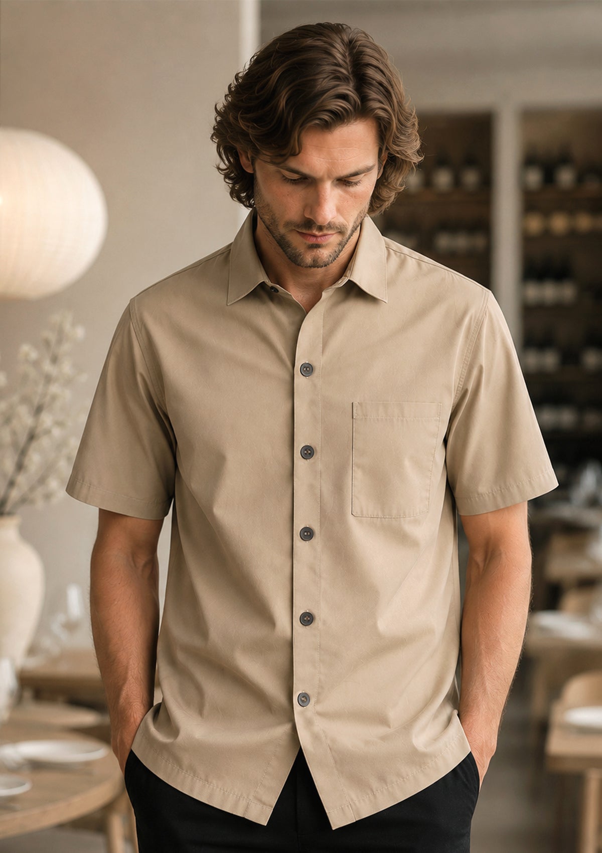 Camicia a Maniche Corte con Vestibilità Rilassata Unisex