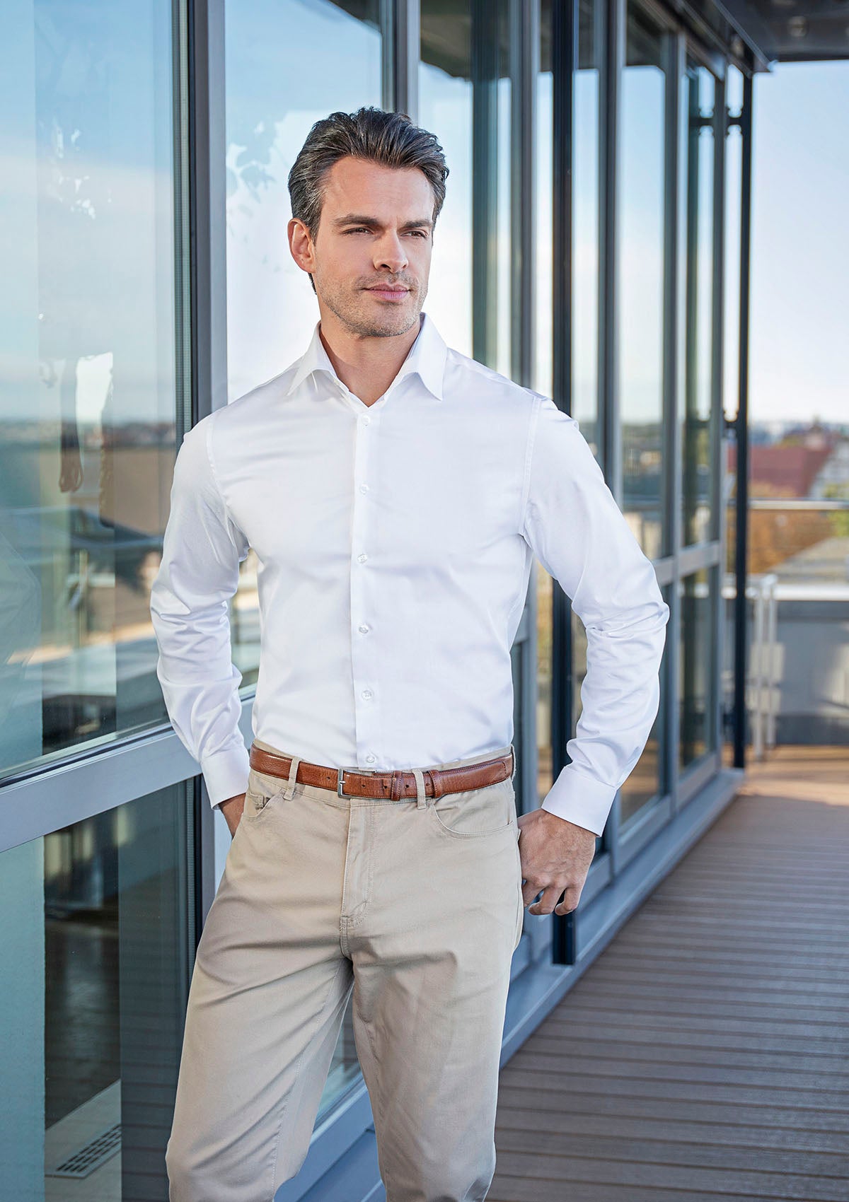 Men's Shirt Active-Stretch Long Sleeves Slim-Fit