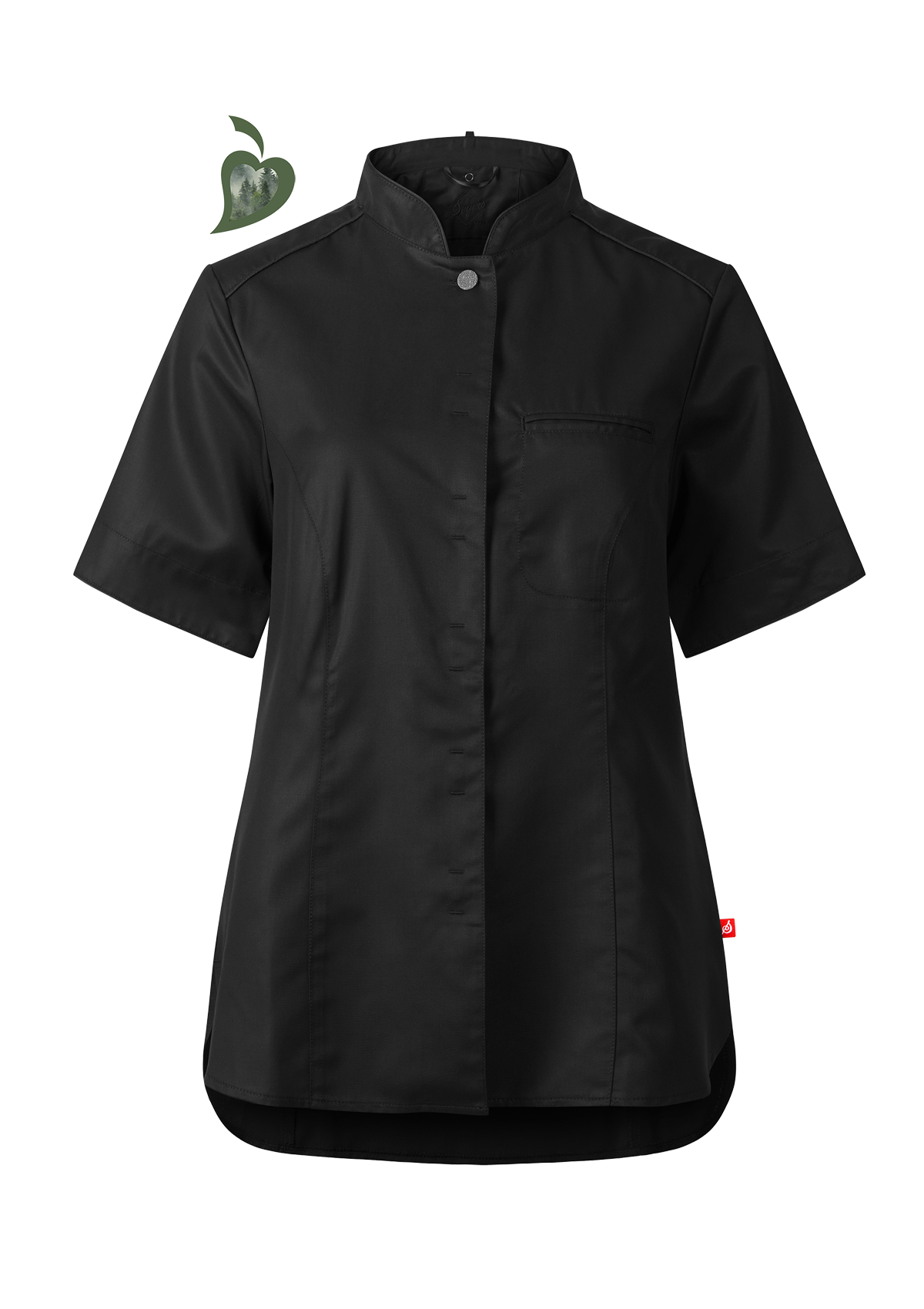 Camicia da Chef Slim-Fit Donna Maniche Corte in Tessuto Pregiato