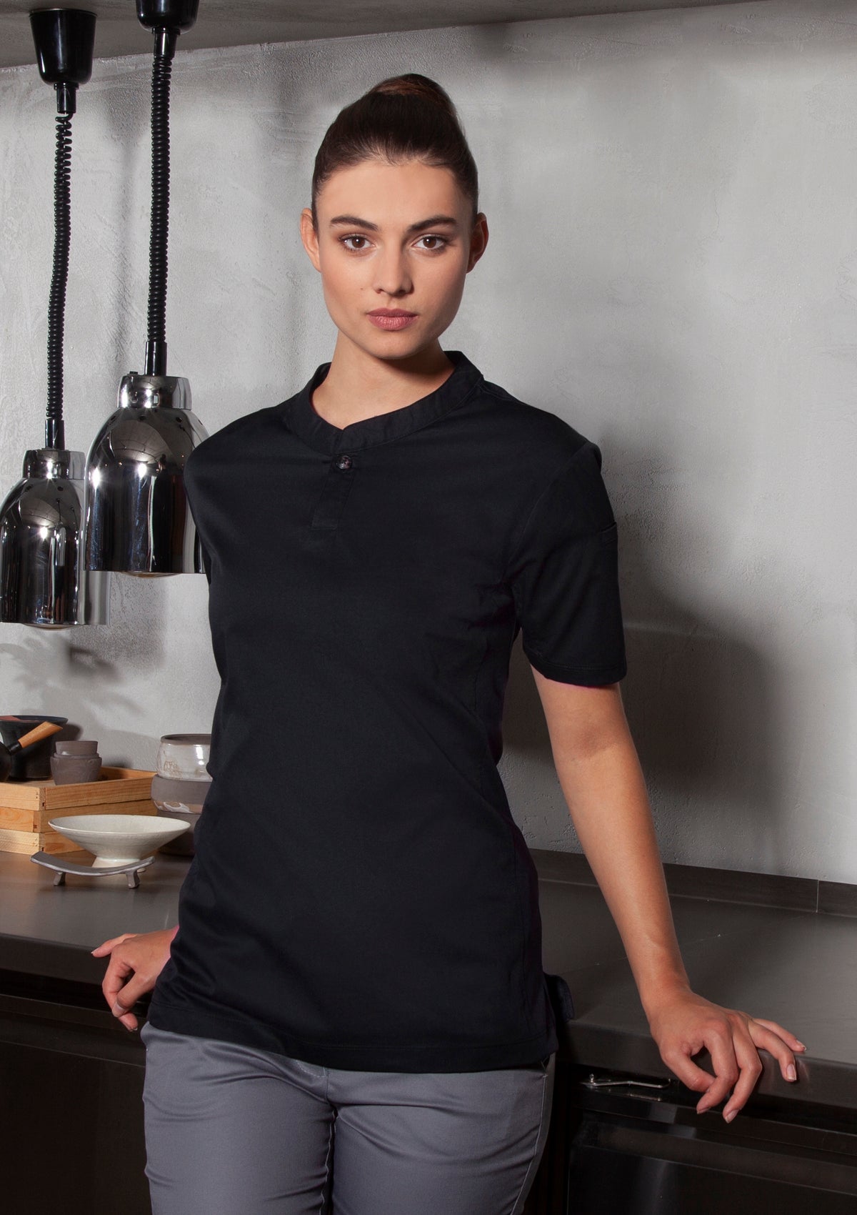 Camicia da Chef Donna Performance Slim-Fit Maniche Corte