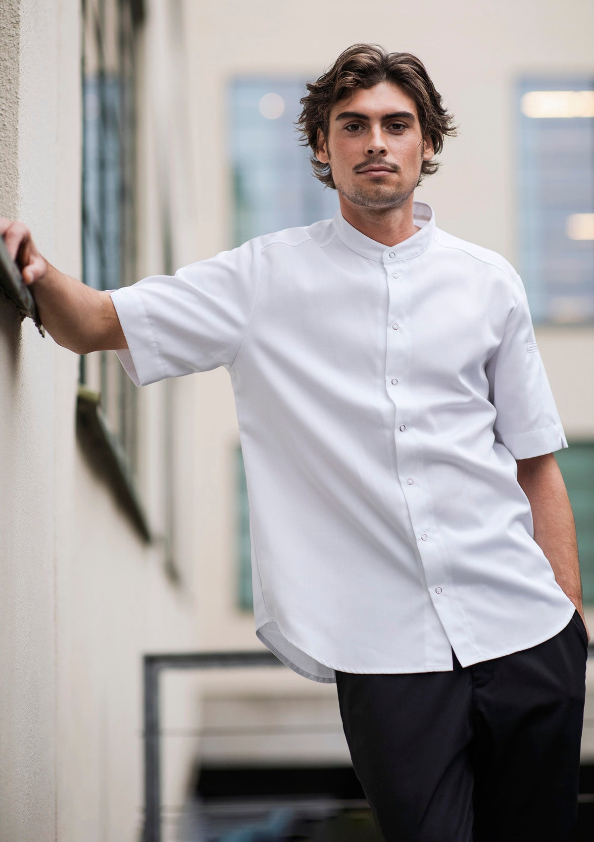 Camicia Ibrida Elegante da Chef Unisex Maniche Corte