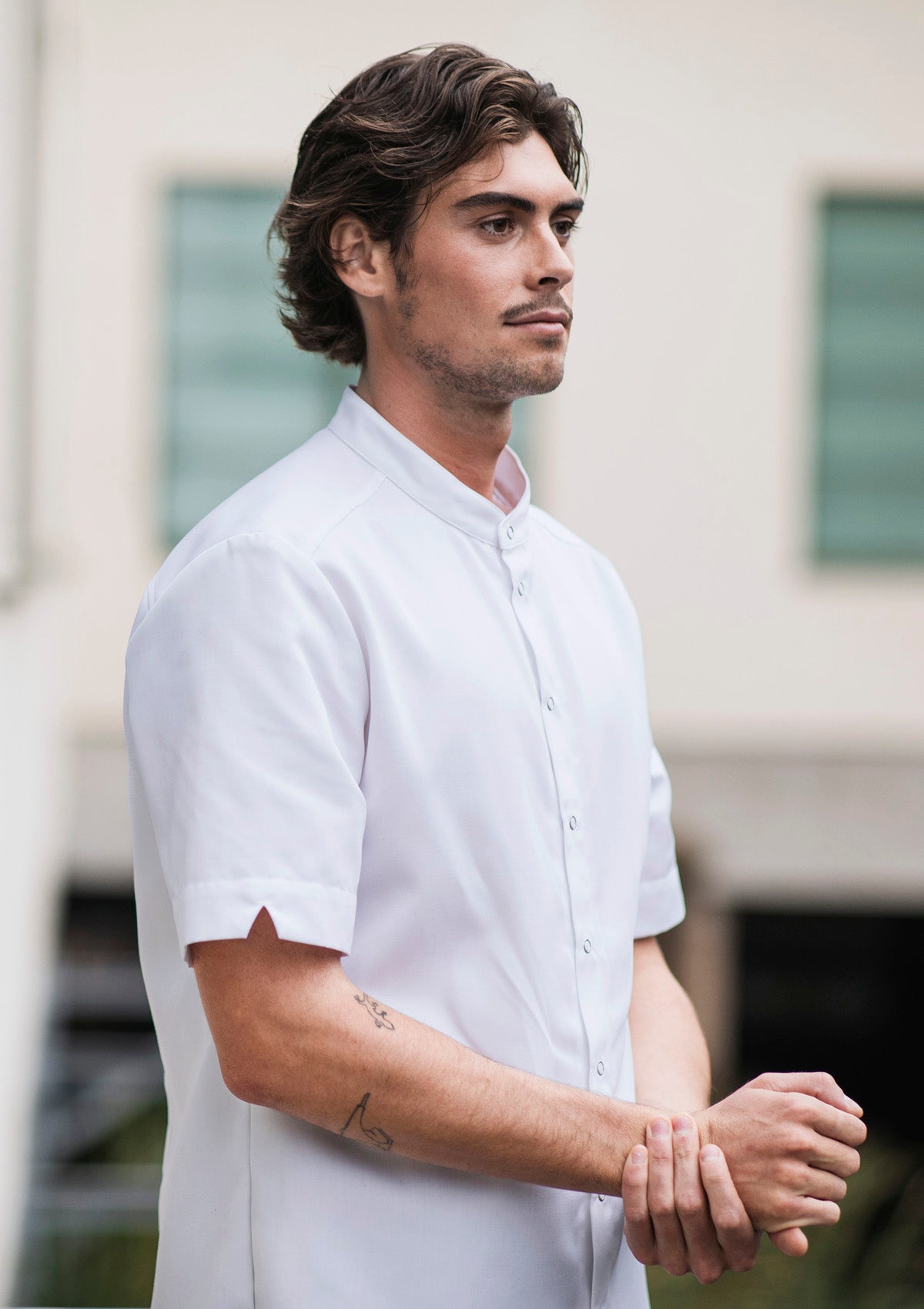 Camicia Ibrida Elegante da Chef Unisex Maniche Corte