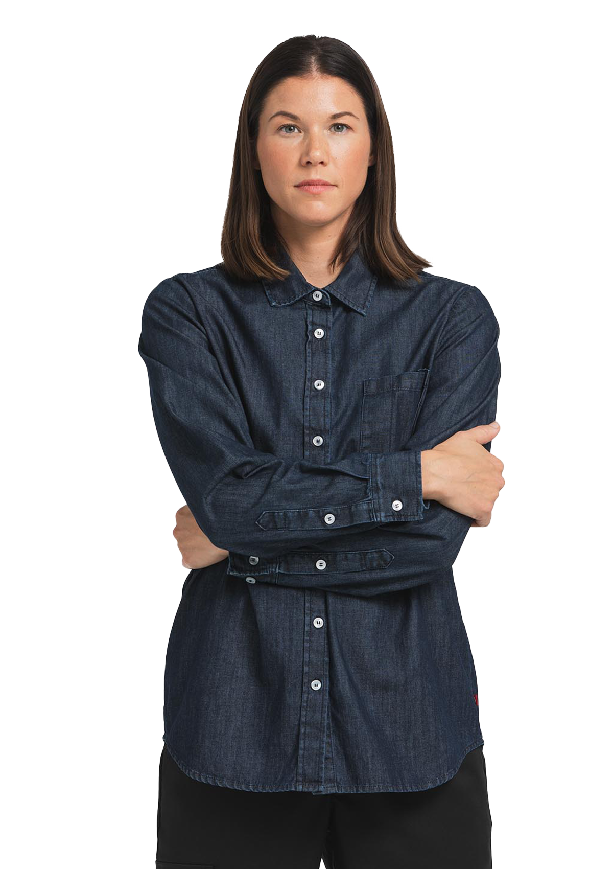 Camicia Donna in Denim Vestibilità Regolare Maniche Corte