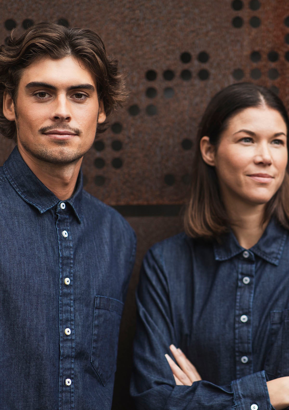 Camicia Uomo in Denim Vestibilità Regolare Maniche Corte