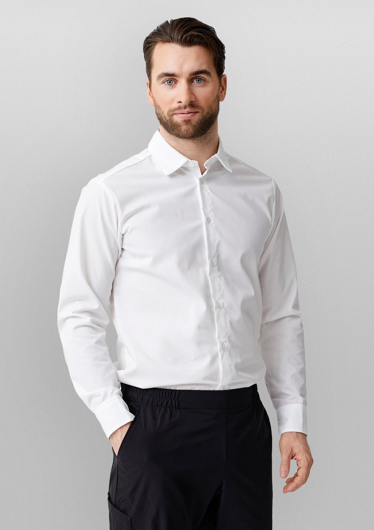Camicia da Servizio Uomo Stretch con Easy Pull-Up Maniche Lunghe