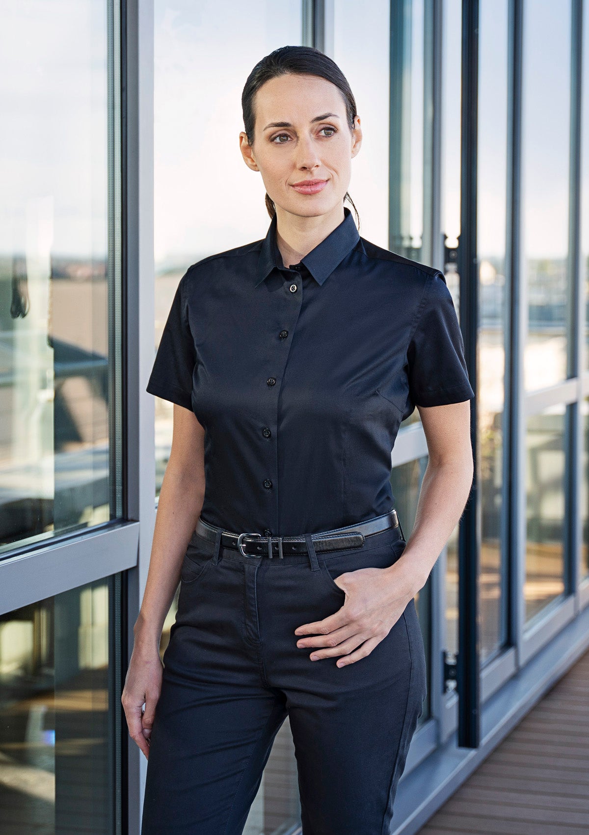 Camicetta Donna Active-Stretch Maniche Corte Slim Fit