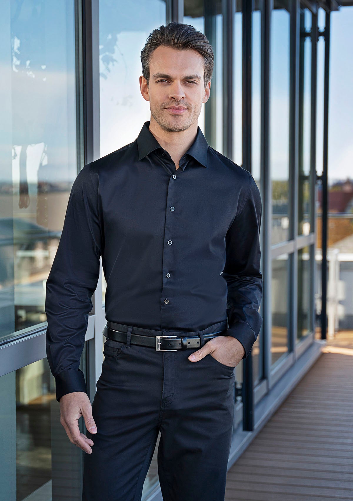 Camicia Uomo Active-Stretch Maniche Lunghe Modern Fit