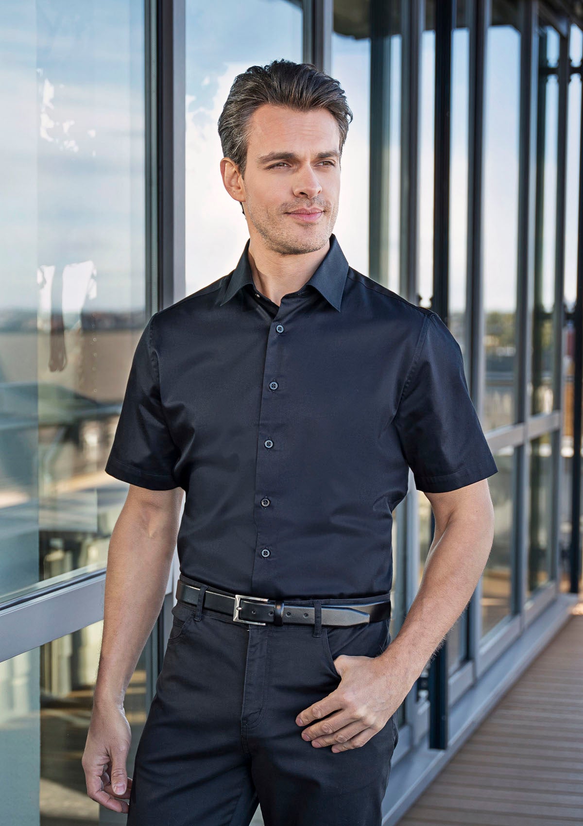 Camicia Uomo Active-Stretch Maniche Corte Modern Fit