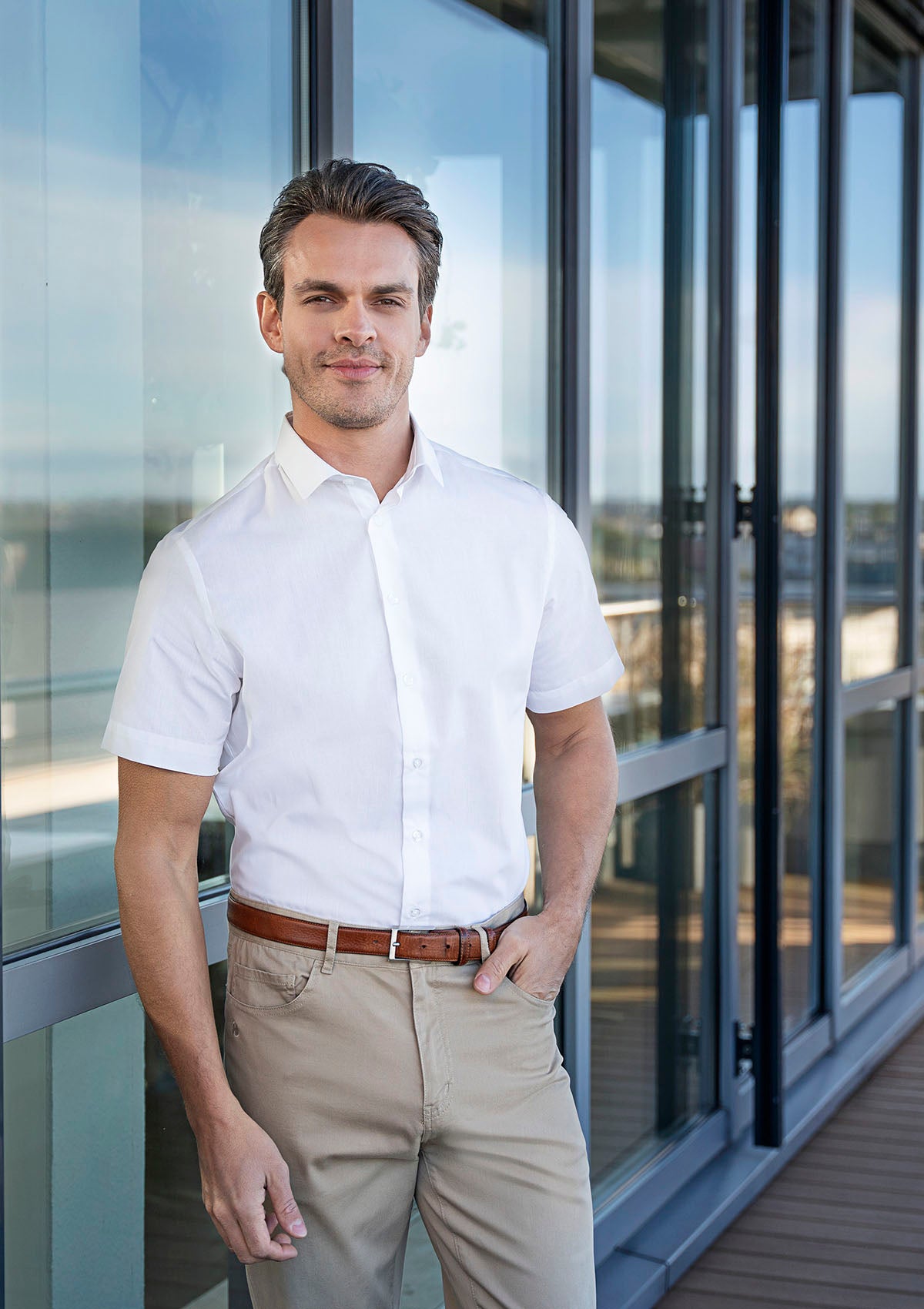 Camicia Uomo Active-Stretch Maniche Corte Modern Fit