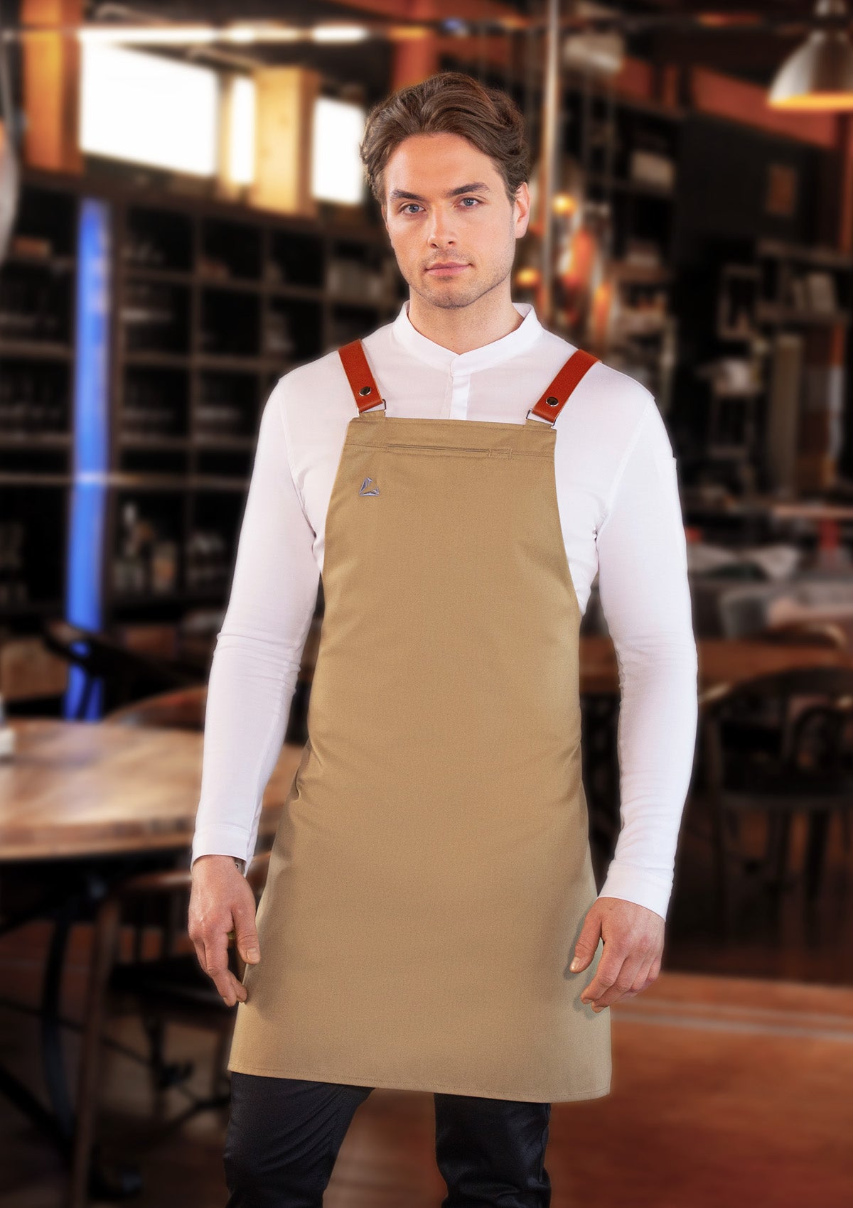 Grembiule a Pettorina con Spallacci in Vera Pelle Unisex