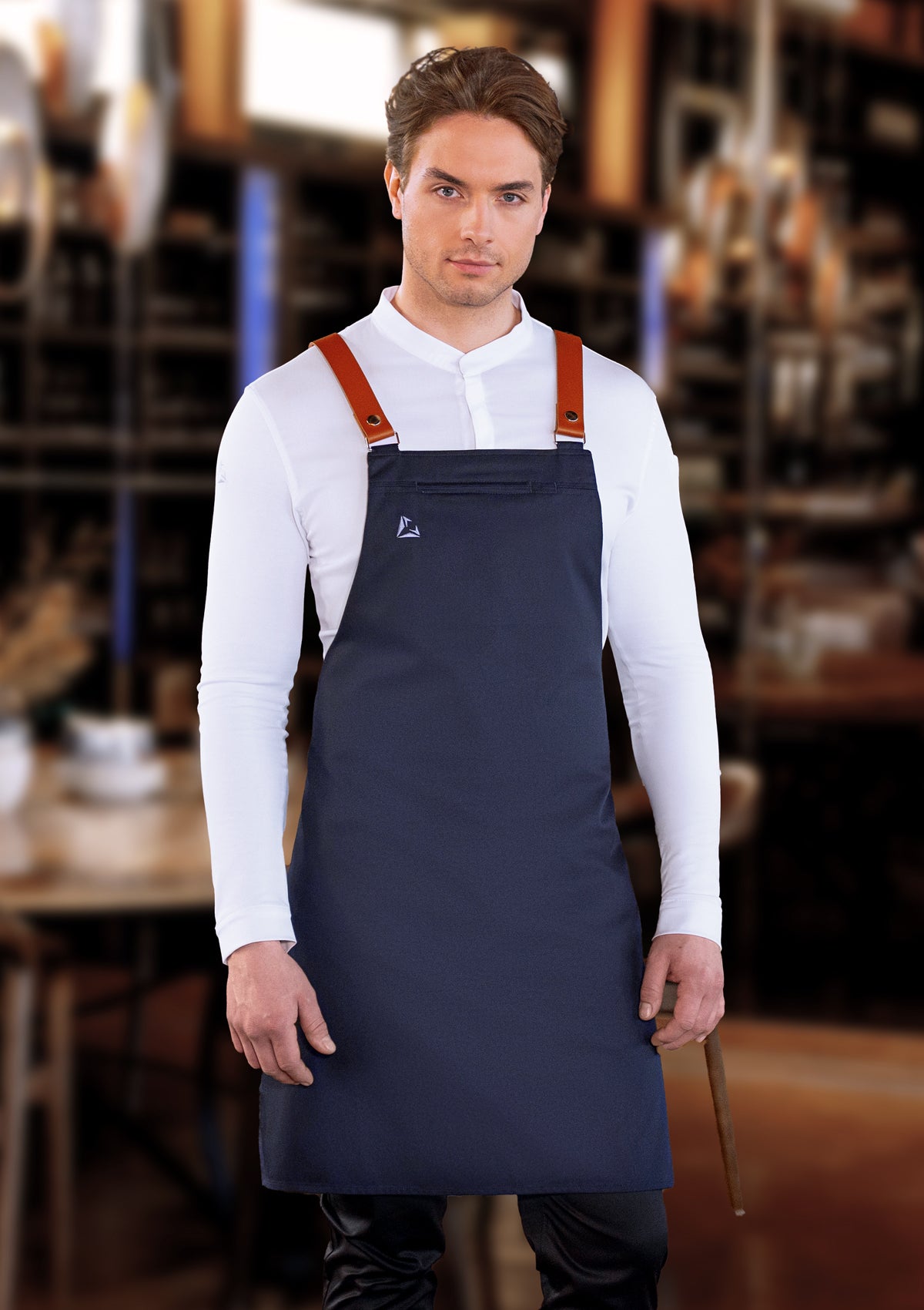 Grembiule a Pettorina con Spallacci in Vera Pelle Unisex