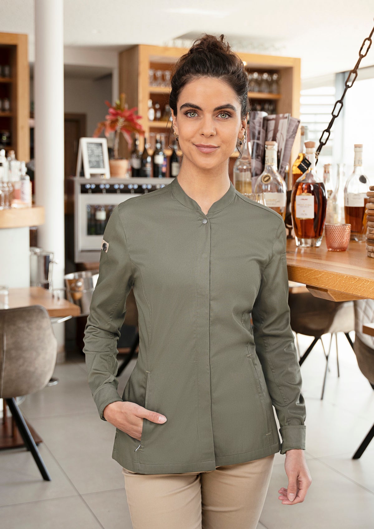 Camicia da Chef Donna Maniche Lunghe Green-Generation