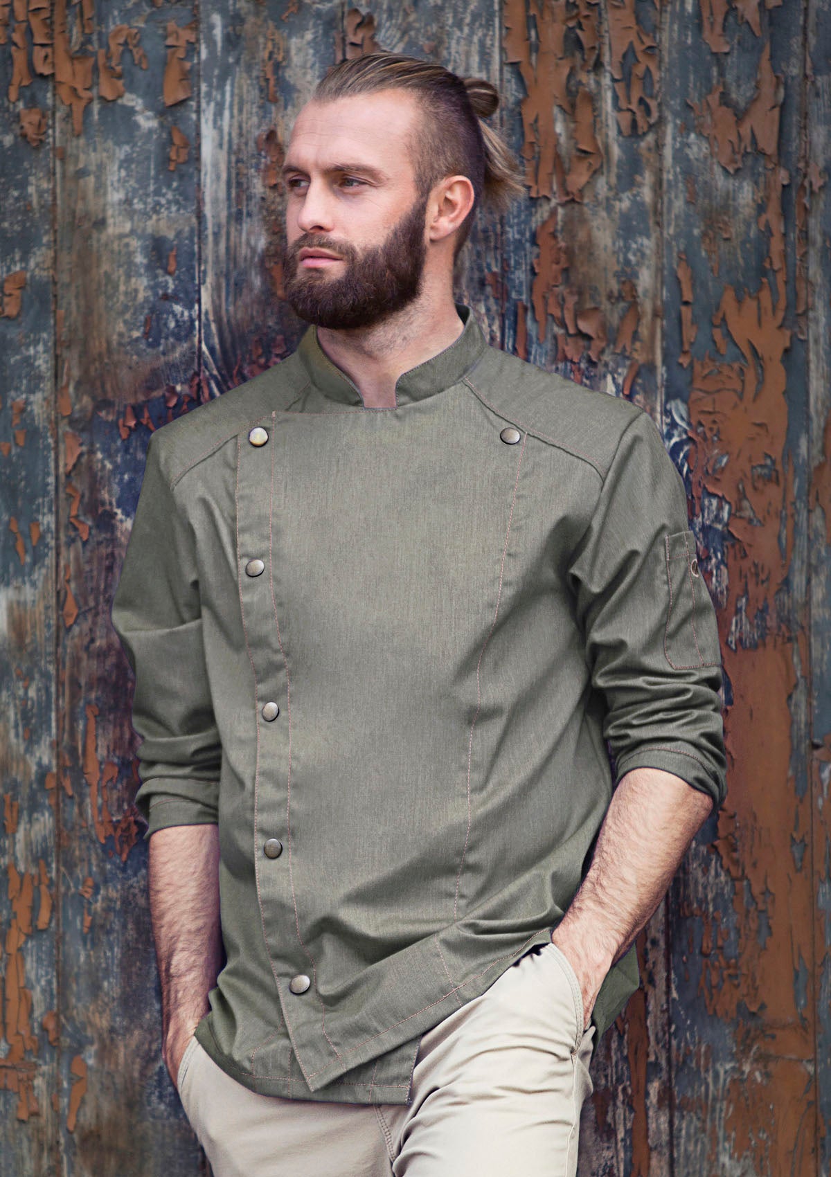 Giacca da Chef Uomo Jeans-Look Maniche Lunghe Vintage