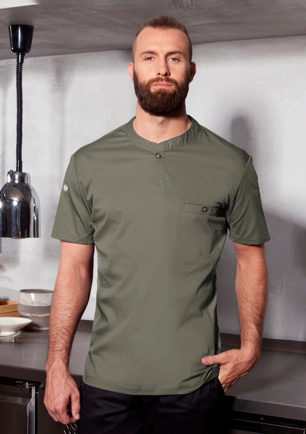Camicia da Chef Uomo Performance Slim-Fit Maniche Corte