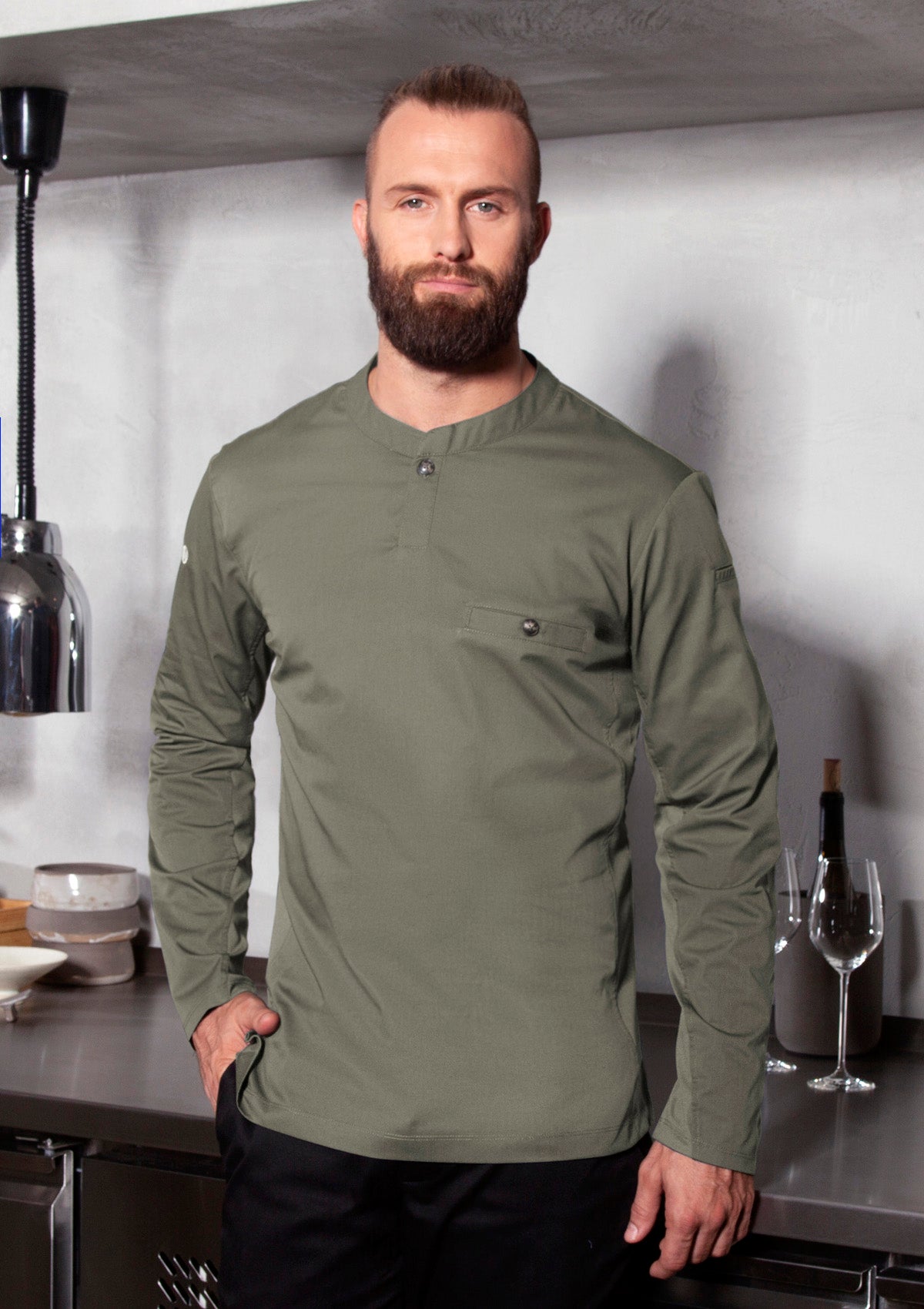 Camicia da Chef Uomo Performance Slim-Fit Maniche Lunghe
