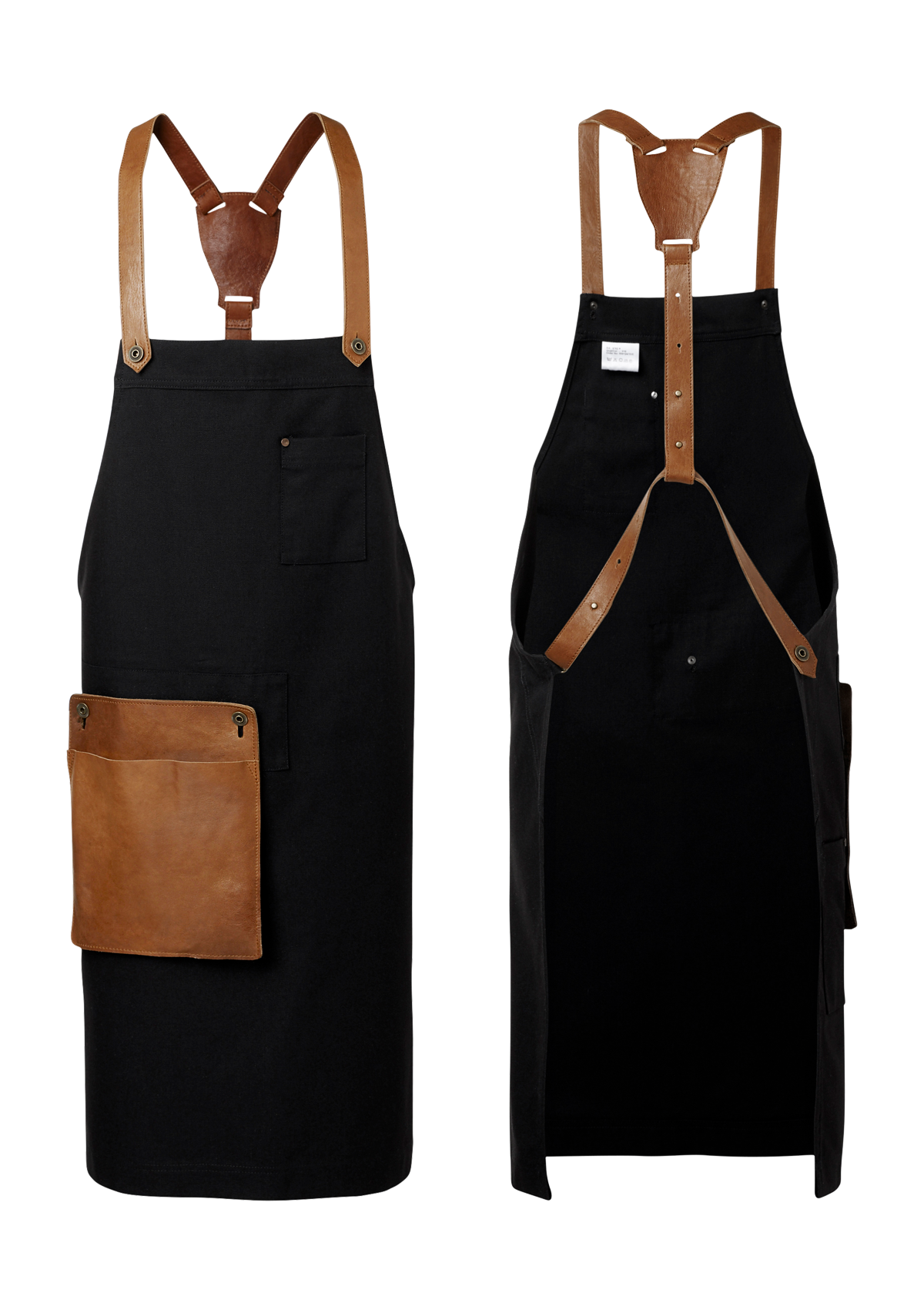 Bib Apron with Leather Details Unisex
