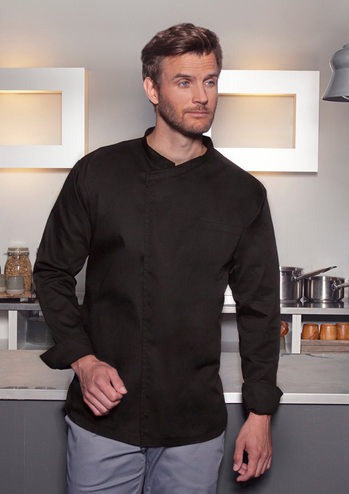 Camicia da Chef Uomo Maniche Lunghe con Vestizione Facile