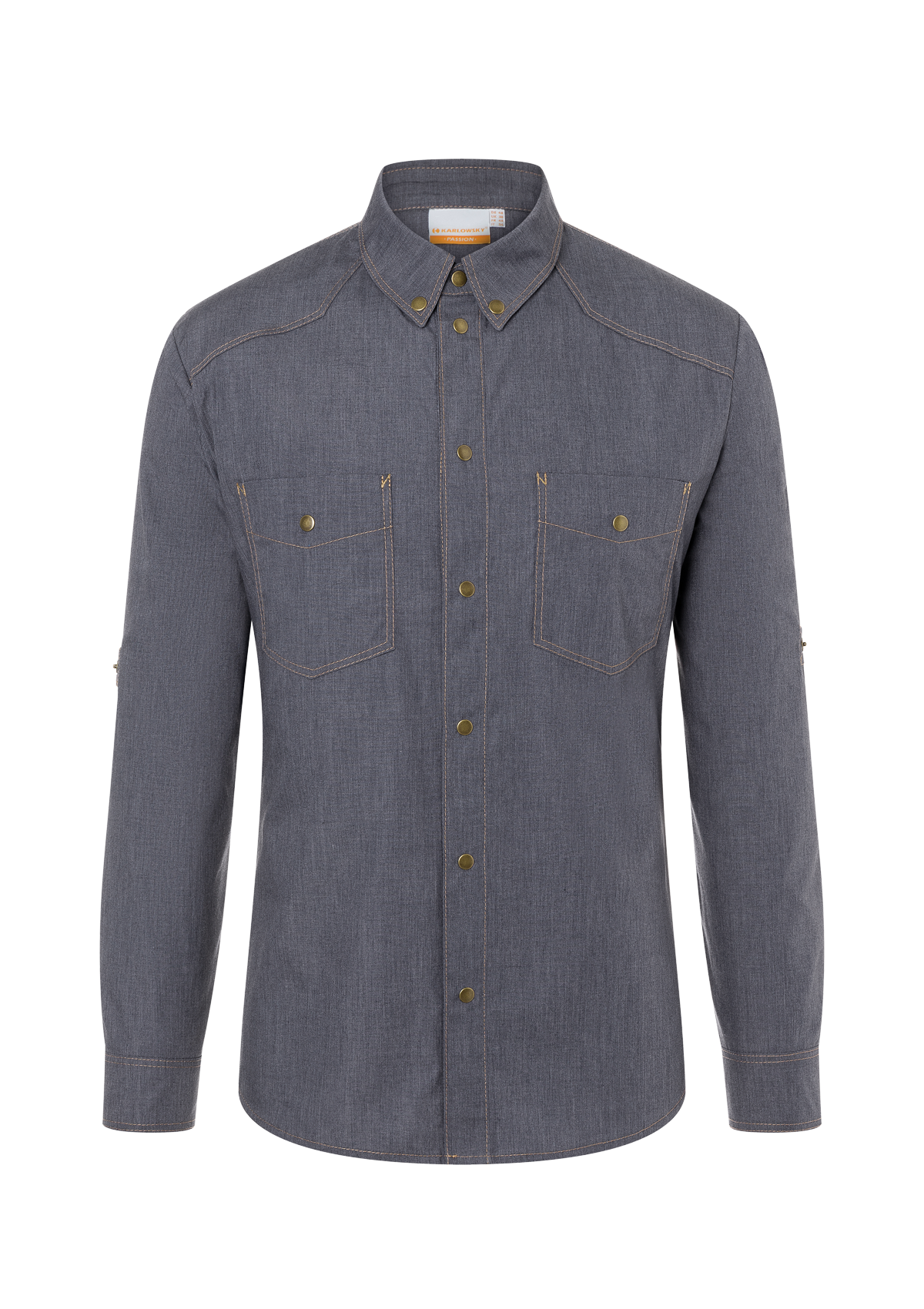 Camicia da Chef Uomo Jeans-Style Button-Down Maniche Lunghe