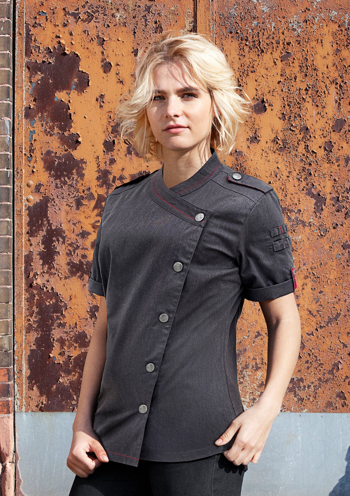 Women's Chef Jacket Denim Short Sleeves - ROCK CHEF®