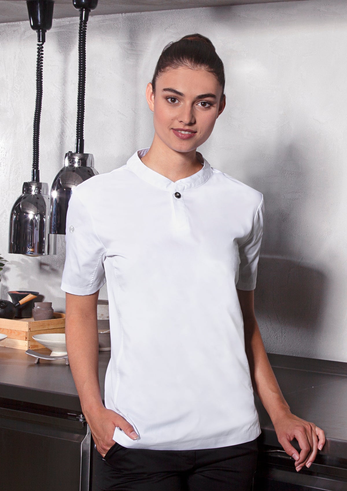 Camicia da Chef Donna Performance Slim-Fit Maniche Corte