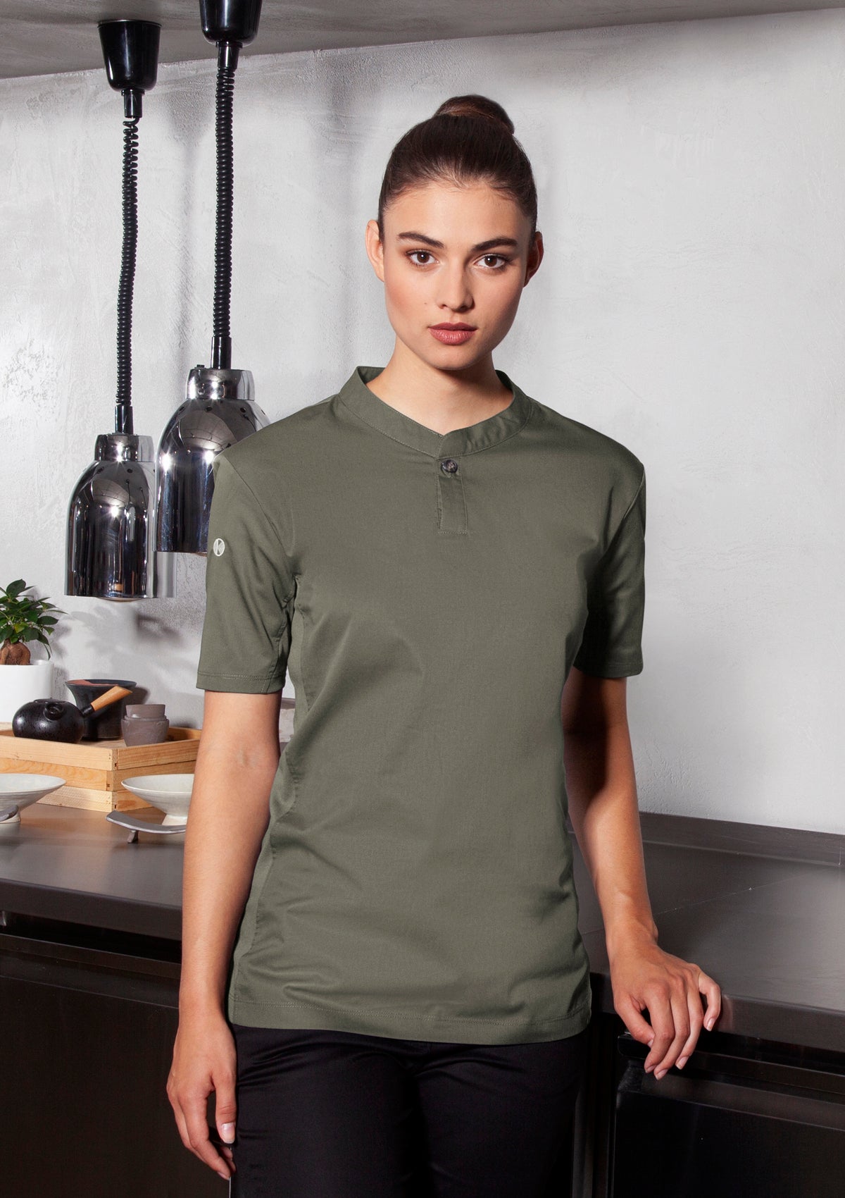 Camicia da Chef Donna Performance Slim-Fit Maniche Corte