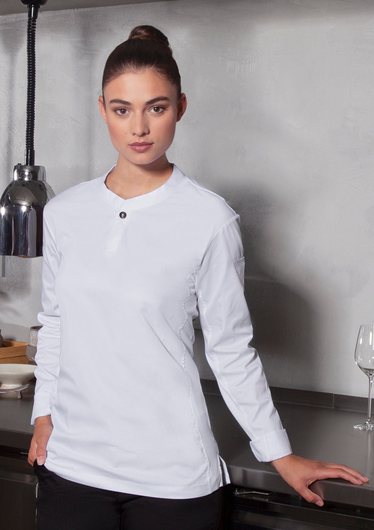 Camicia da Chef Donna Performance Slim-Fit Maniche Lunghe