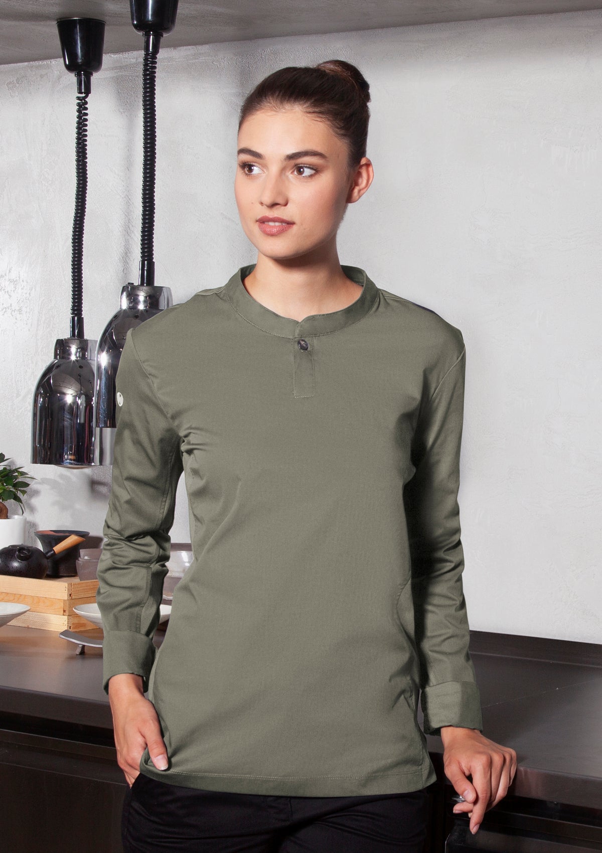 Camicia da Chef Donna Performance Slim-Fit Maniche Lunghe