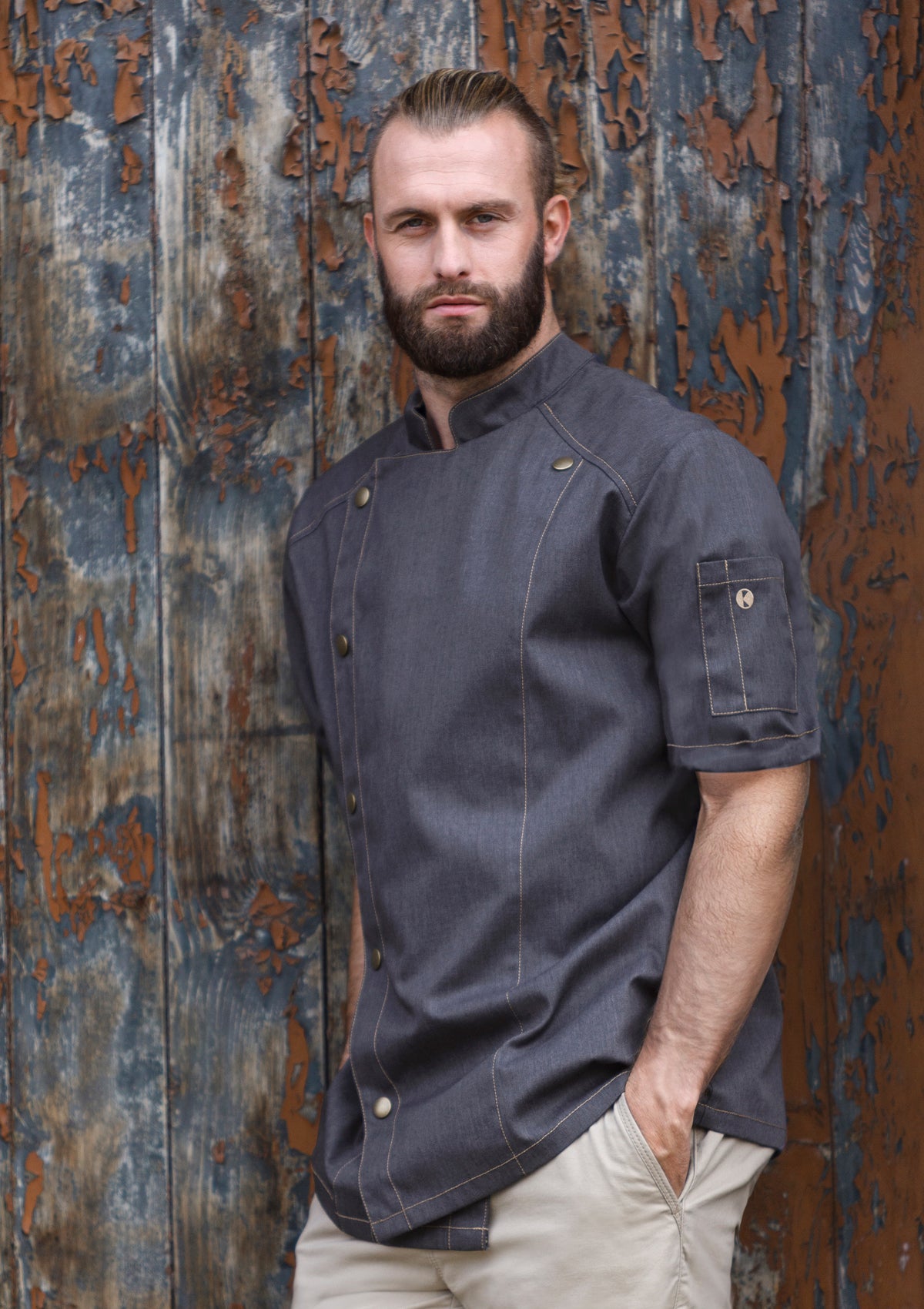 Giacca da Chef Uomo Jeans-Style Trendy Maniche Corte