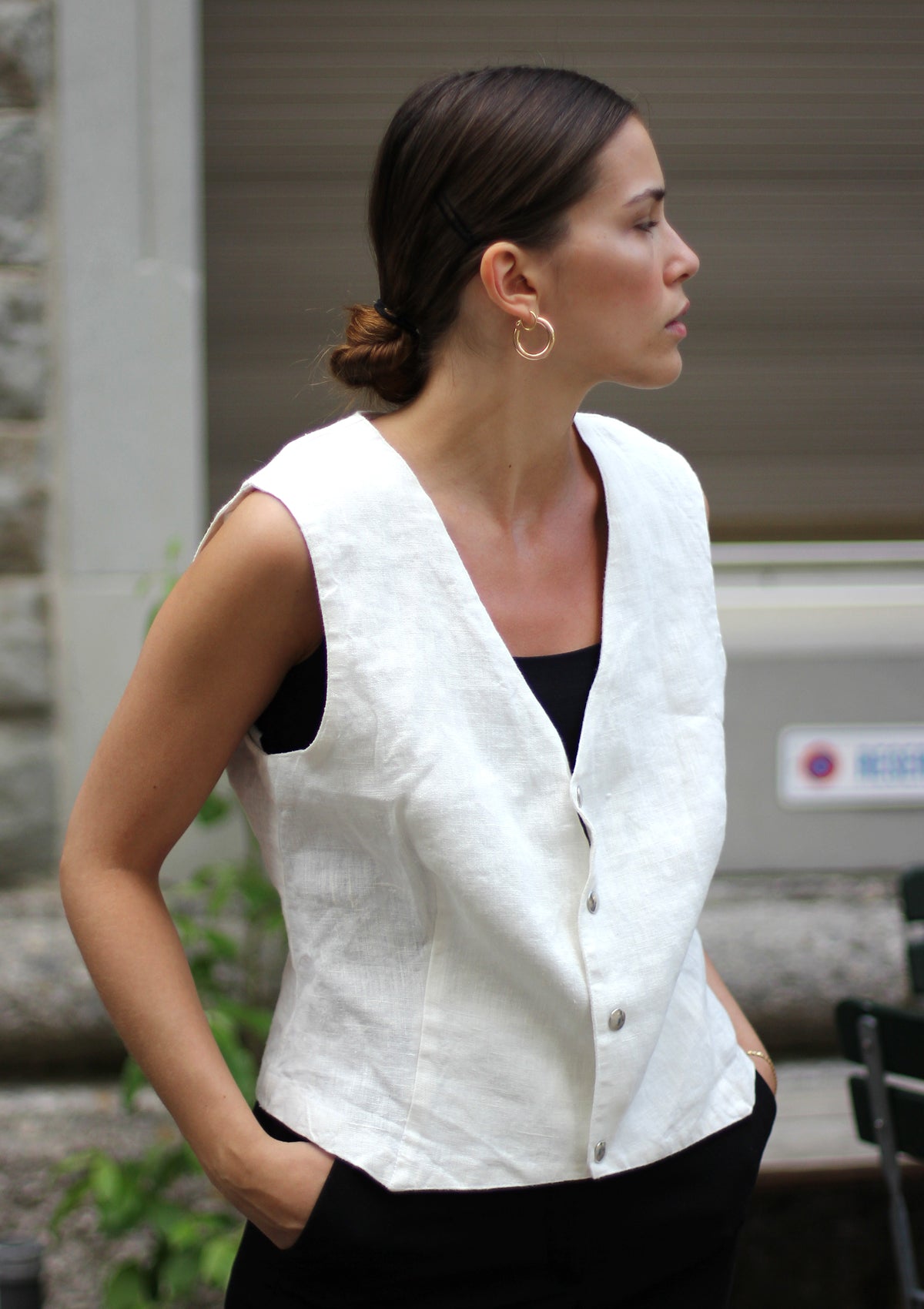 Gilet London in Lino