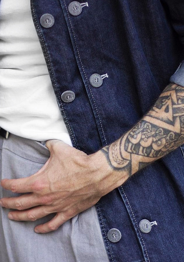 Custom-Made Chef Jacket Sydney in Denim Long sleeves Unisex