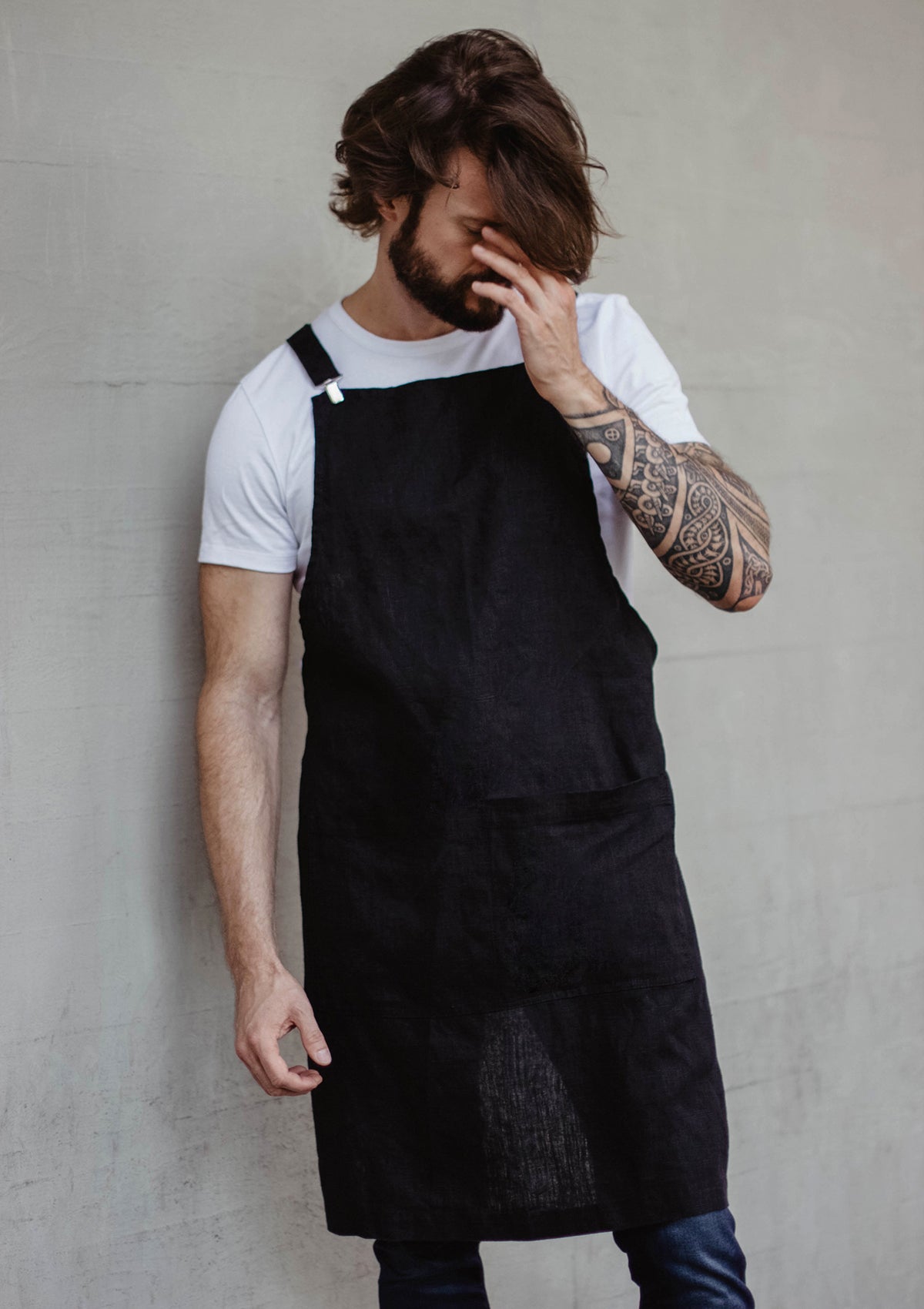 Grembiule a Pettorina Marseilles in Lino Lavato Unisex